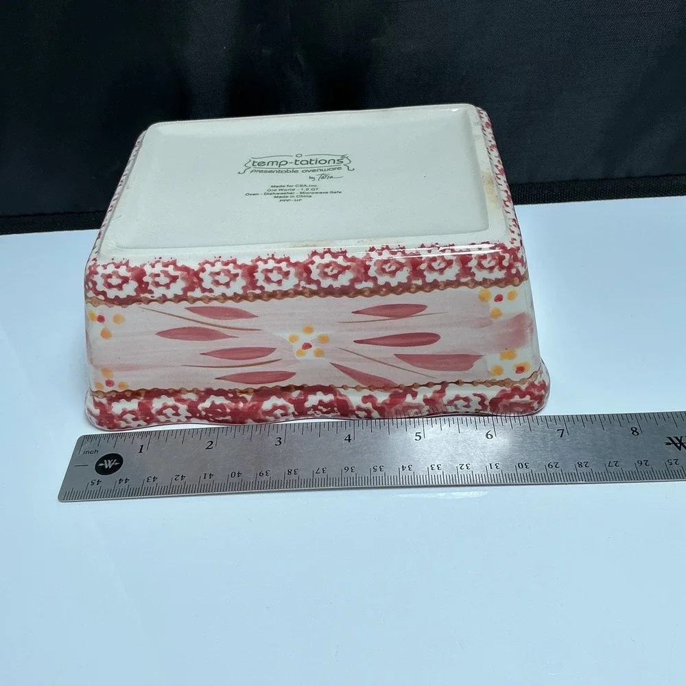 Old World‎ Cranberry 1 Quart Baking Dishes Temp-tations w/ Holders 8 Piece Set